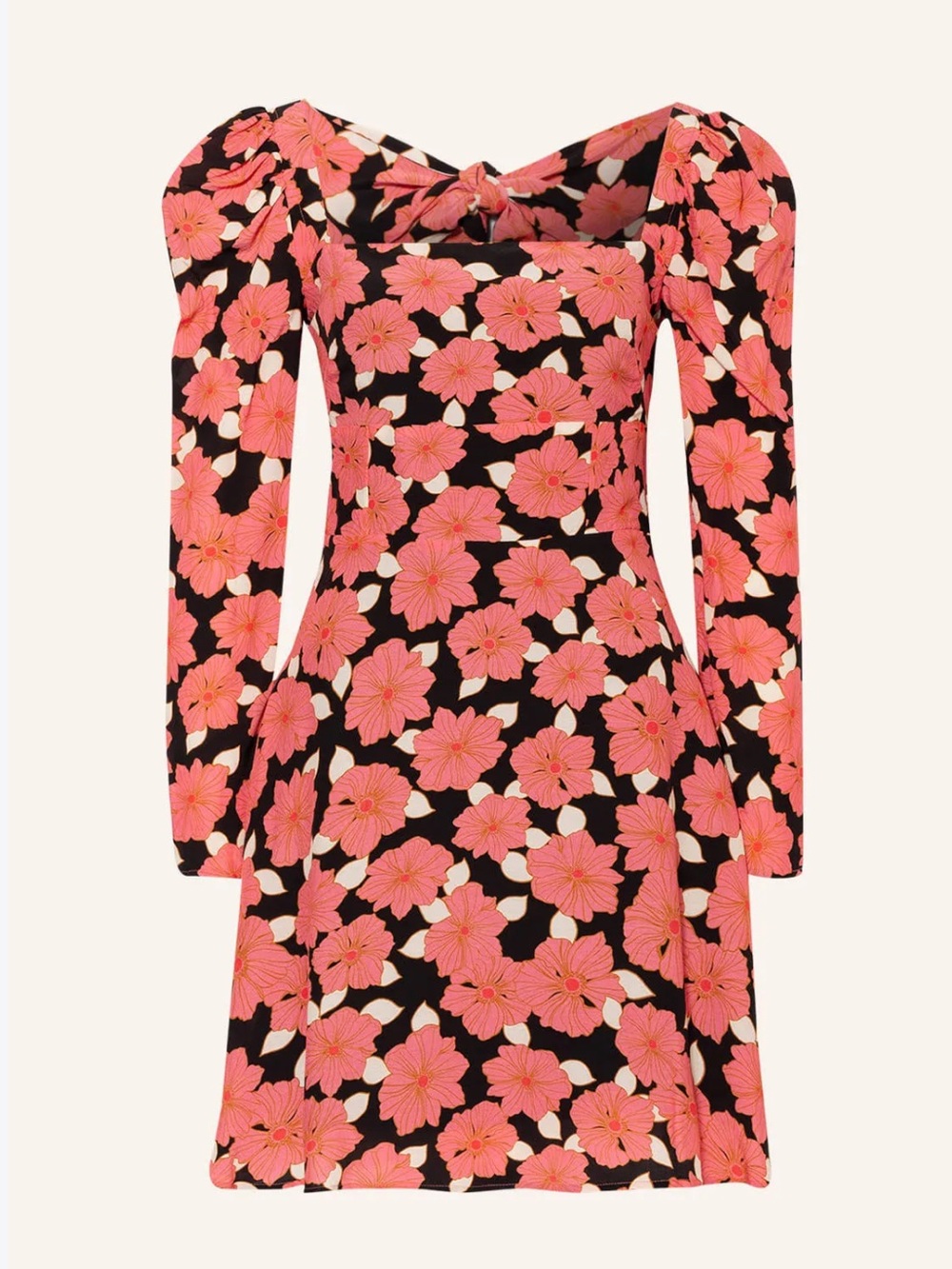 Reiss Andi Graphic Floral Square Neck Mini Dress US 4